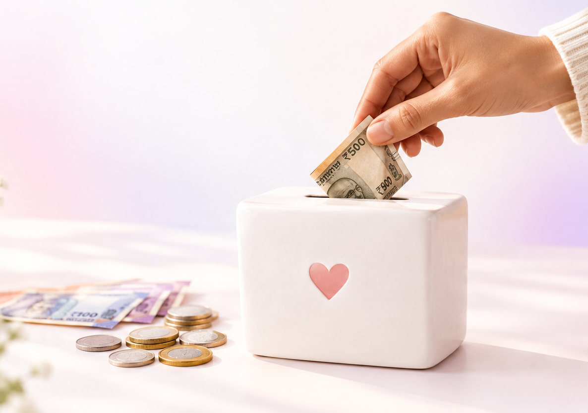 Indian rupee donation box illustration